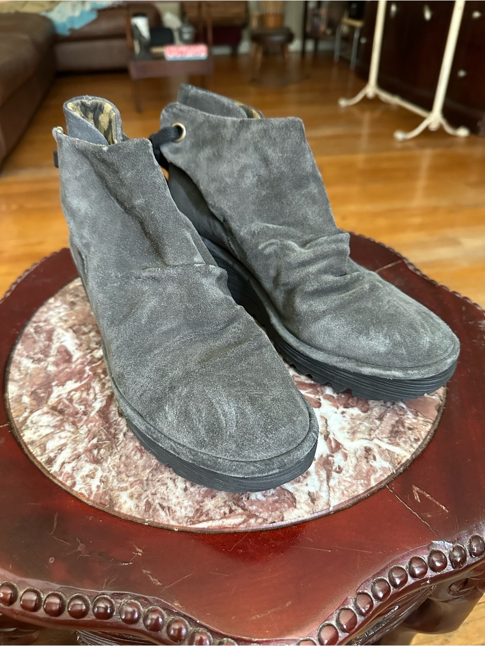FLY London Gray Suede Ankle Boots EU 40 US 9-9.5
